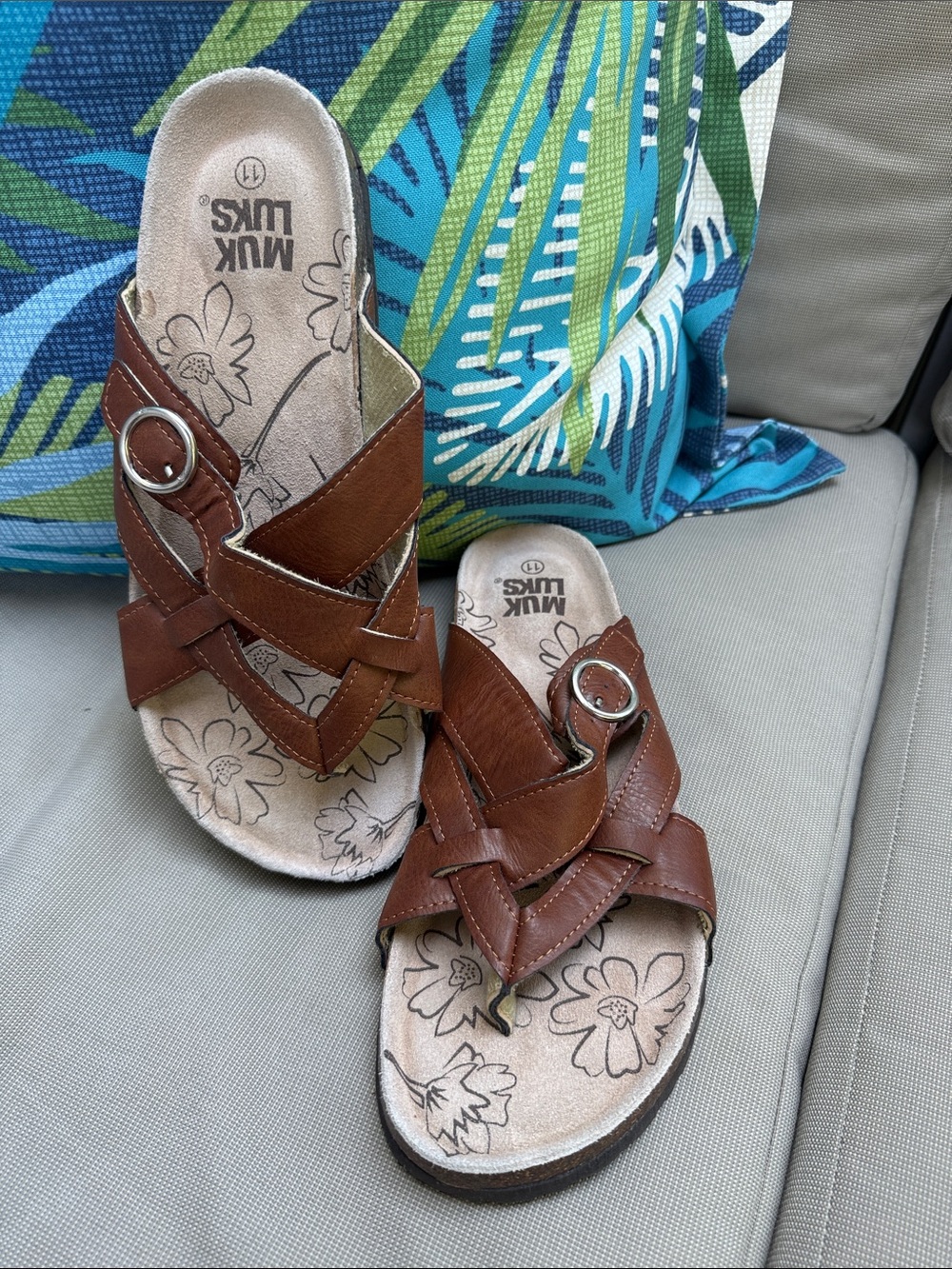 Brown MUK LUKS Women's Shayna Terra Turf sandals